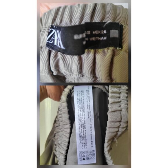 ZARA Tan Cream Neutral Casual Elastic Waist Pull on Pants Joggers- S - Picture 8 of 11